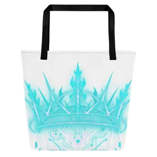 Uncle Benny ® Cyber Skull Crown Tote Bag Neon Cyan EST. 2020